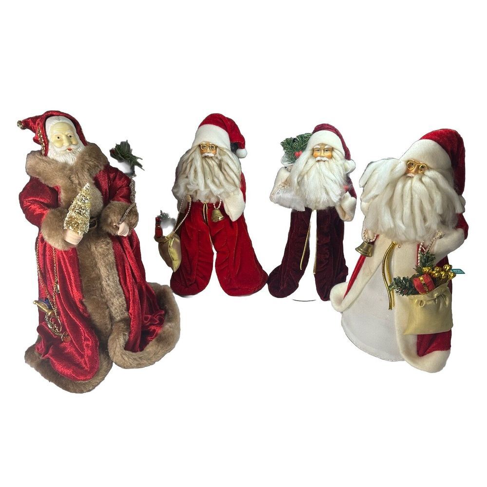 Vintage LOT Of‎ 4 Big Santa Claus Christmas Holiday Figures Statues Tree Toppers